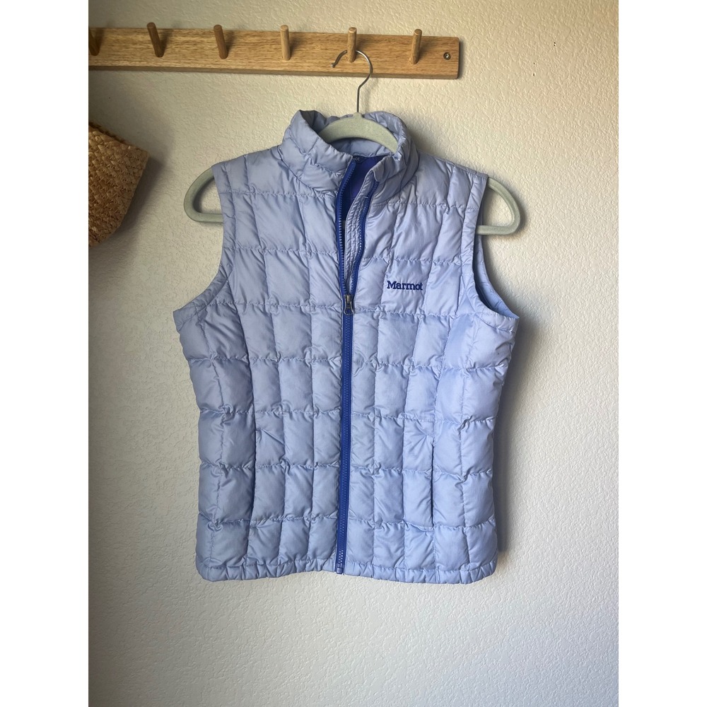Marmot Featherless Puffer Vest Womens Large Periwinkle Blue Quilted Full Zip L/G